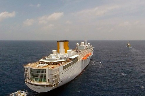 A still image taken from a video footage shows the Costa Allegra 